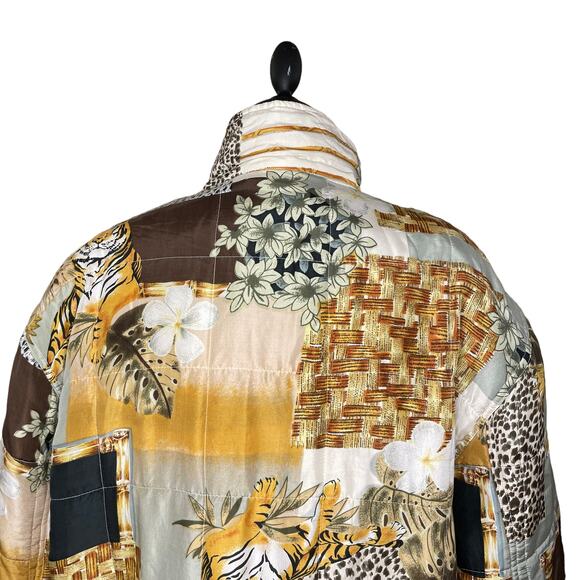 FUDA International Size L Vintage SILK Bomber Asian Inspired Tiger Patchwork - Picture 4 of 14